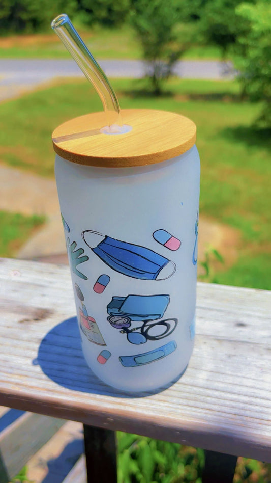 Nurse Life Glass Cup 16oz