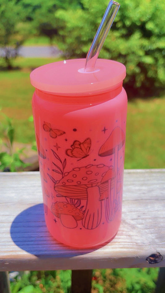 Pink Mashroom glass cup